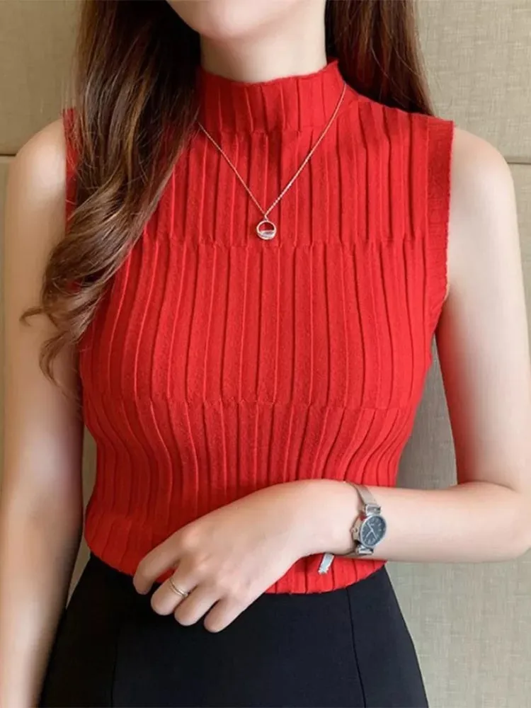 Spring Autumn Knitted Sleeveless Vest