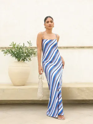 Straight Neck Bias Maxi Dress