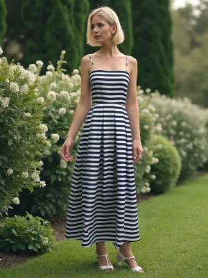 Striped Fit & Flare Maxi Dress