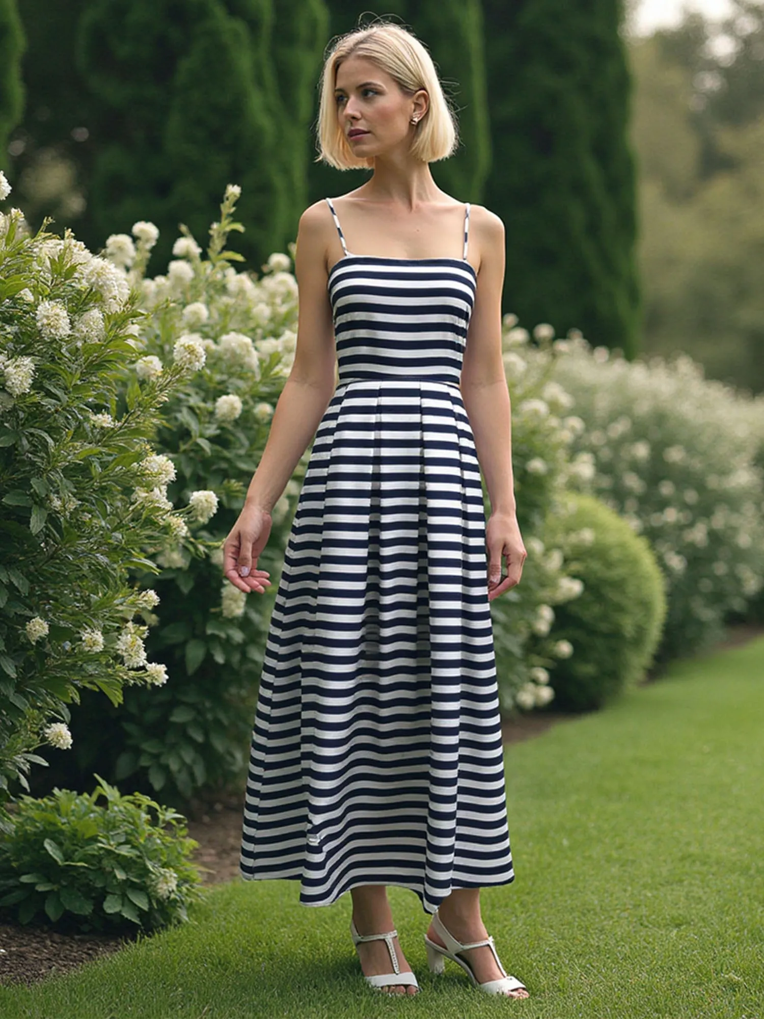 Striped Fit & Flare Maxi Dress