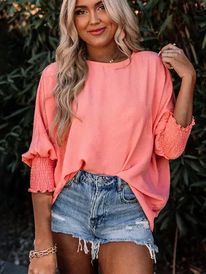 Stunncal Loose Fitting Mid Sleeve Top