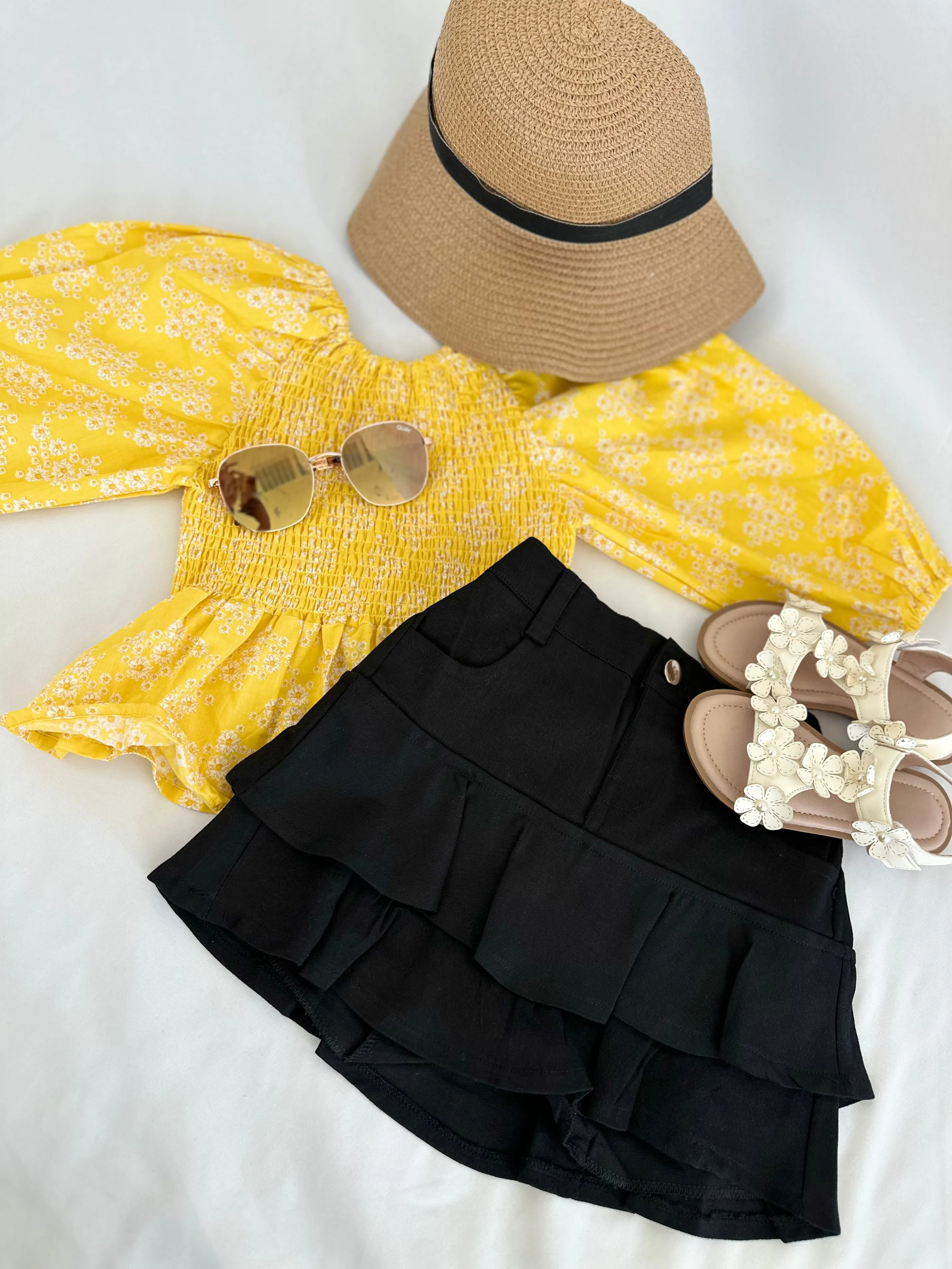 Stylish Black Ruffled Skort