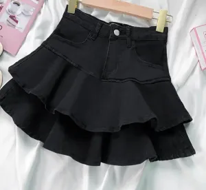 Stylish Black Ruffled Skort