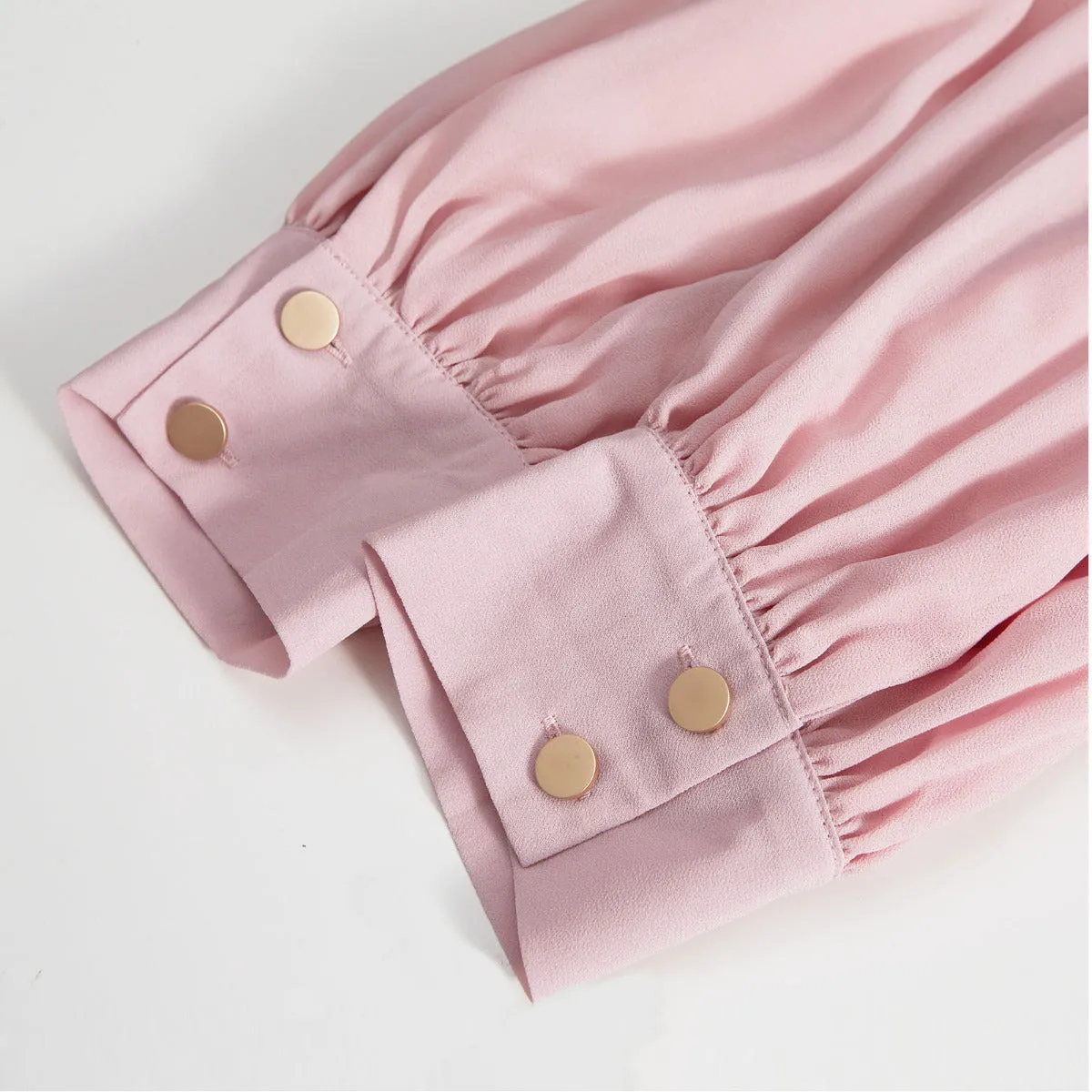 Sweet Pink Ruffle Detail Long Sleeve Cropped Blouse