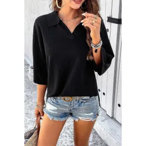 Tami Knit Loose Fit Collar Sweater Black