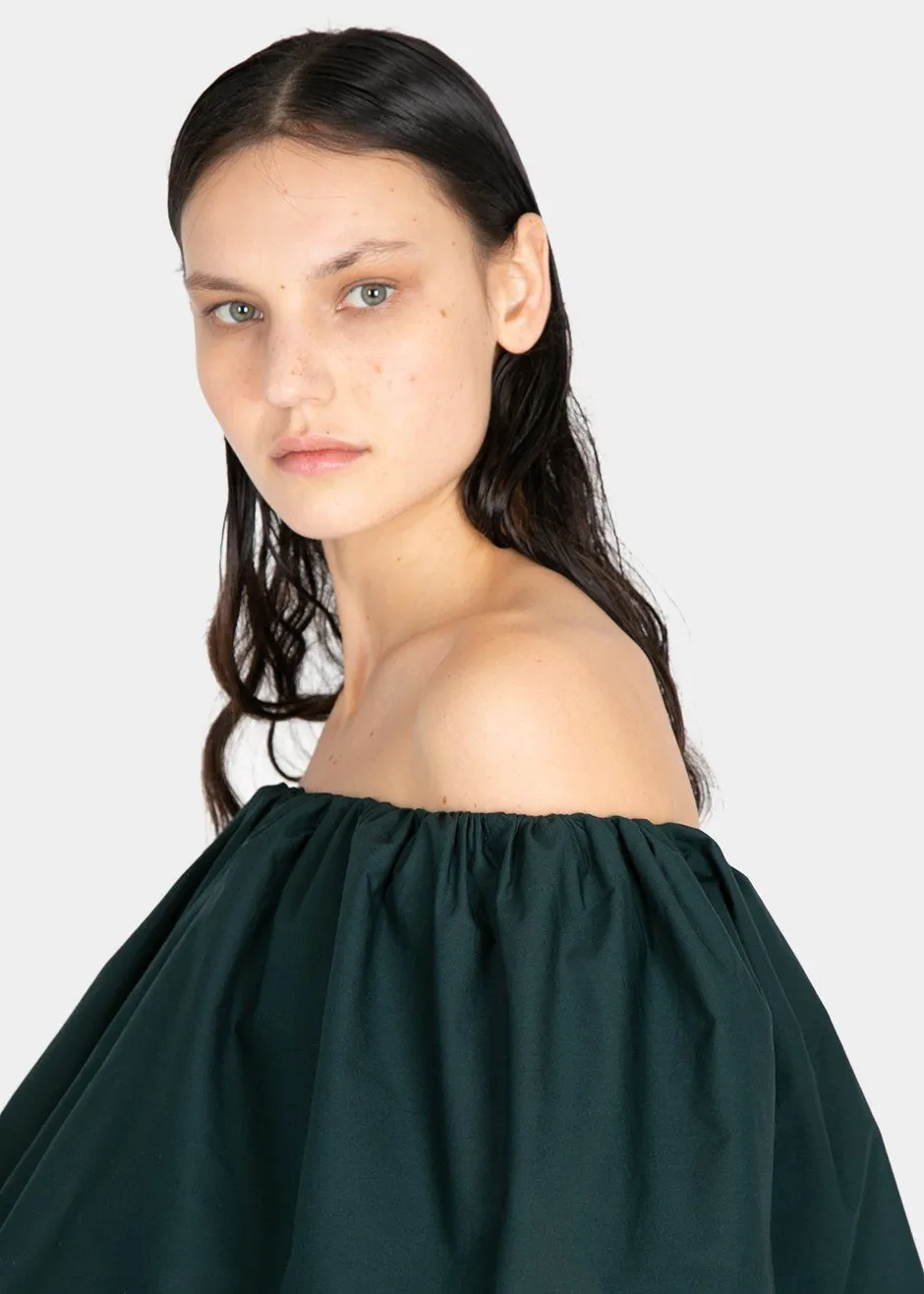 Ter et Bantine Ruffle Top - Dark Bottle Green