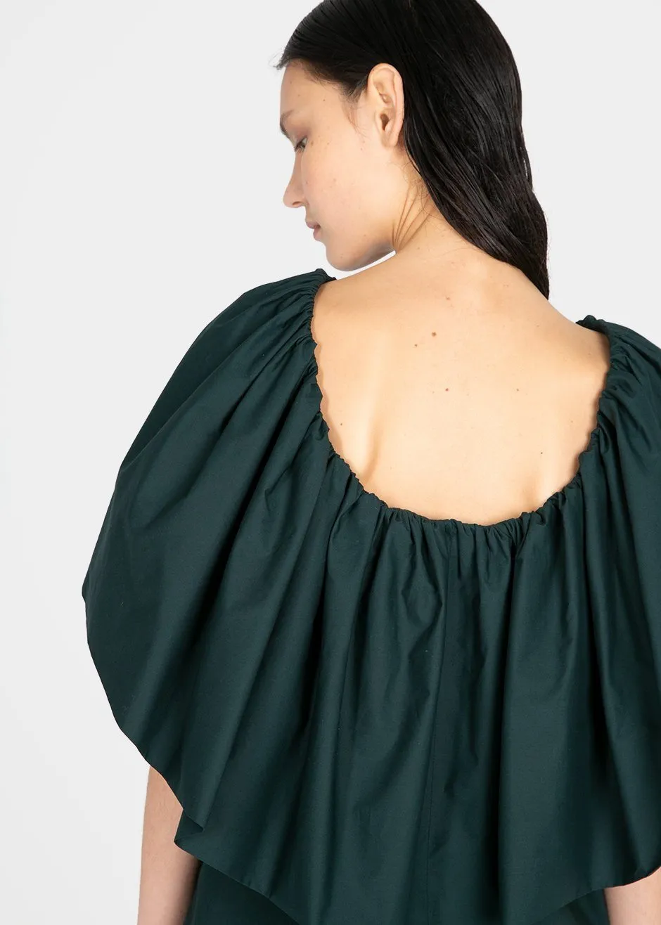 Ter et Bantine Ruffle Top - Dark Bottle Green