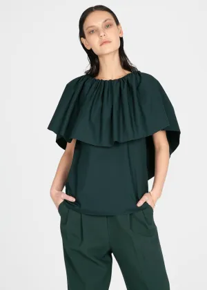 Ter et Bantine Ruffle Top - Dark Bottle Green