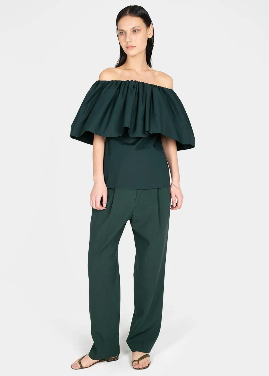 Ter et Bantine Ruffle Top - Dark Bottle Green