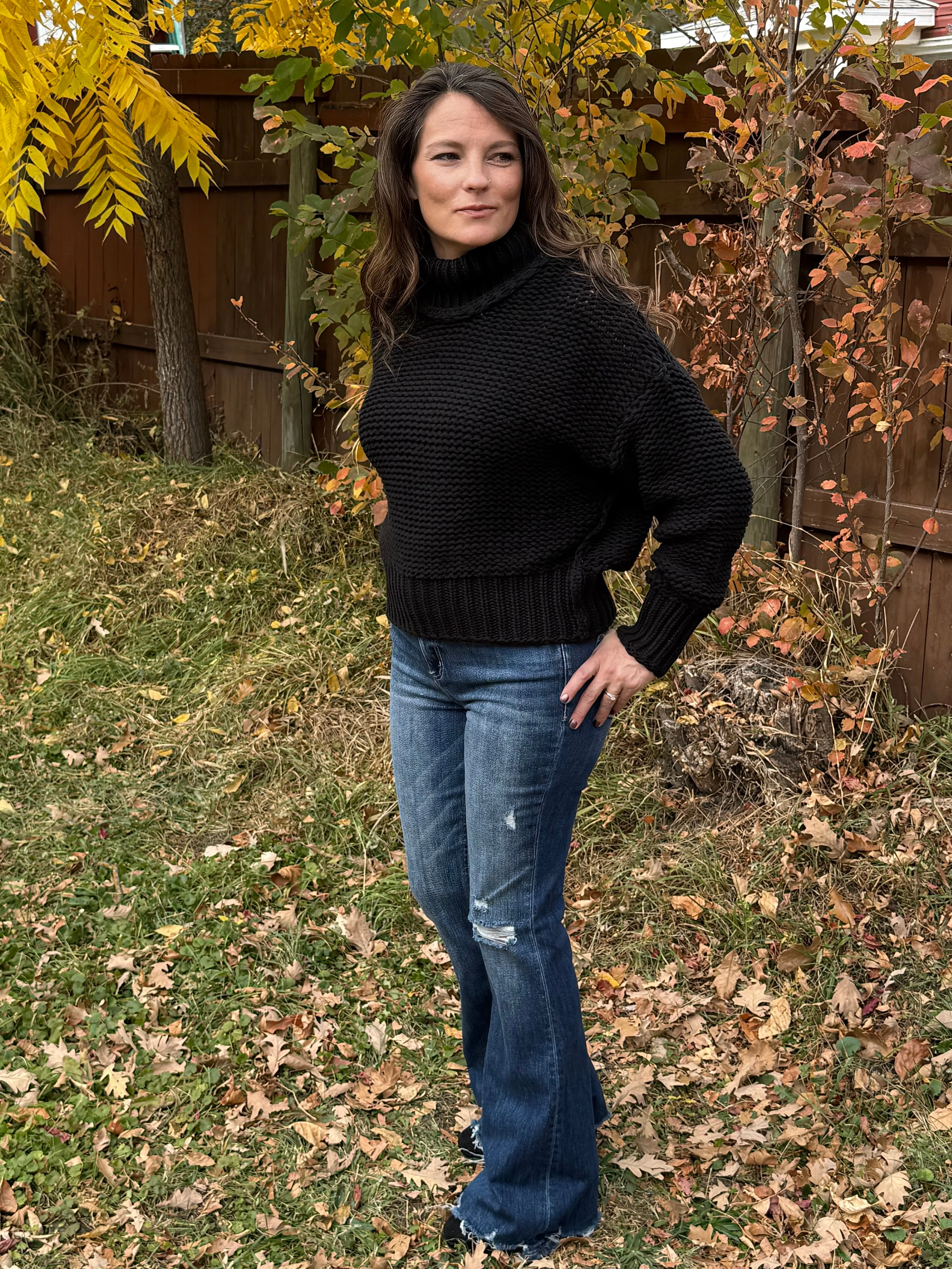 Turtle Neck Loose Knit Sweater