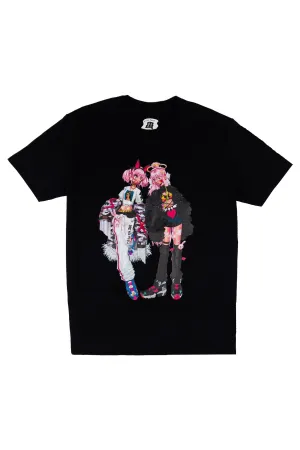 Twin Girl Basic Cotton T-Shirt Black