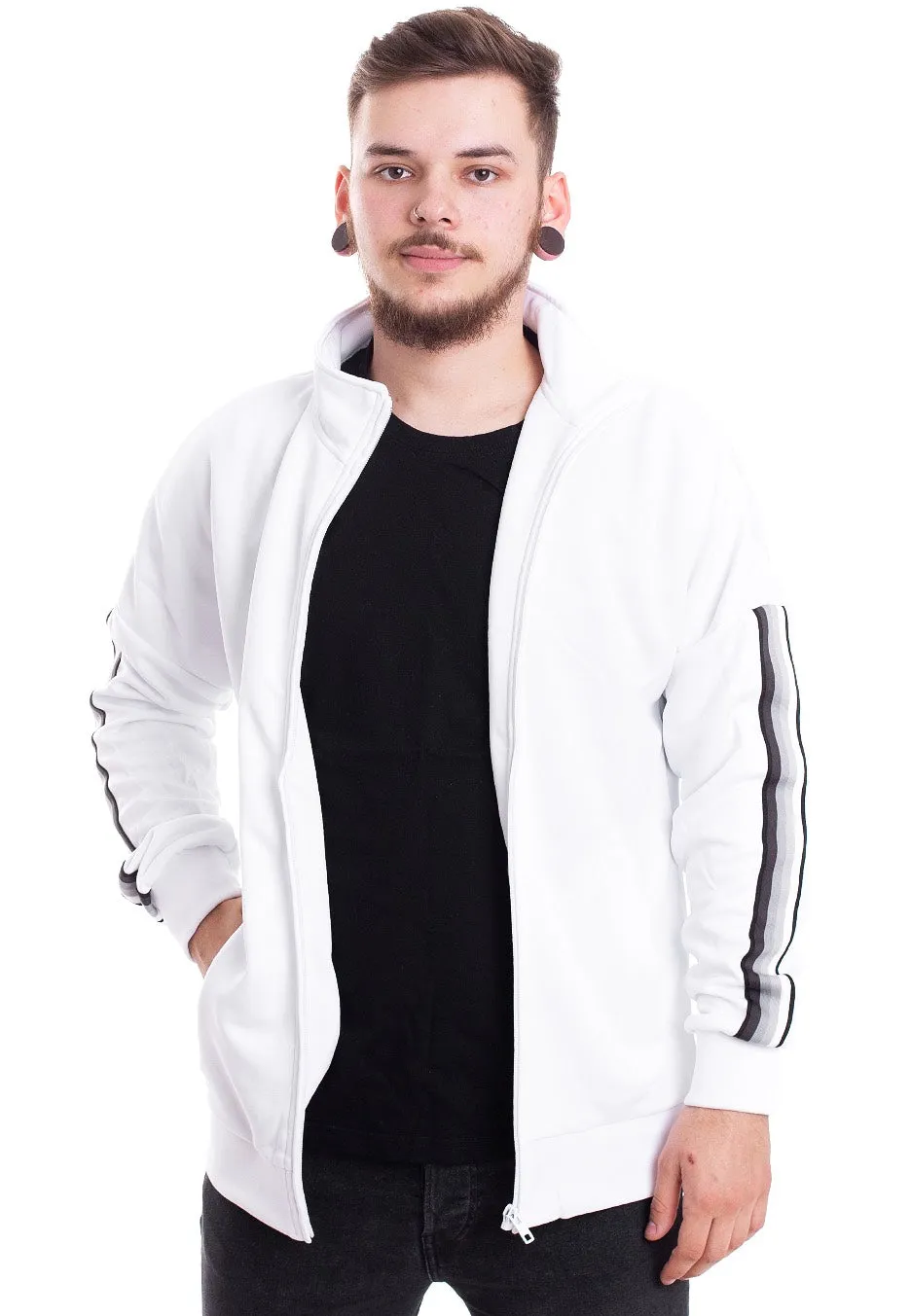 Urban Classics - Sleeve Taped White/Grey - Track Jacket