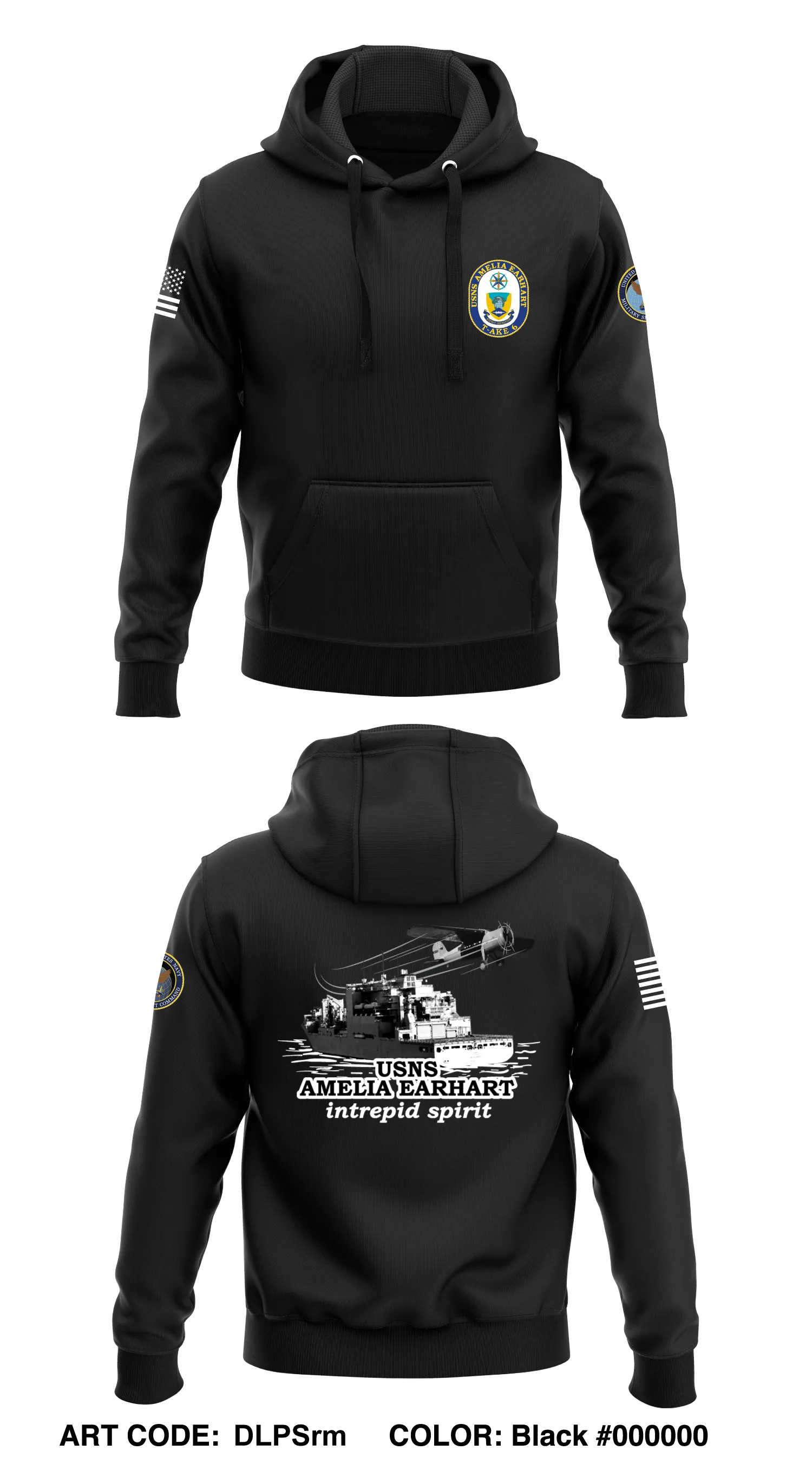 USNS AMELIA EARHART  Core Men's Hooded Performance Sweatshirt - DLPSrm