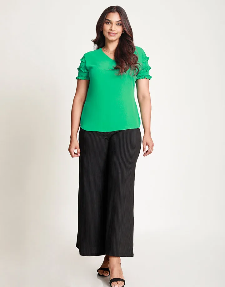 V-Neck Blouse with Ruffled Sleeves
