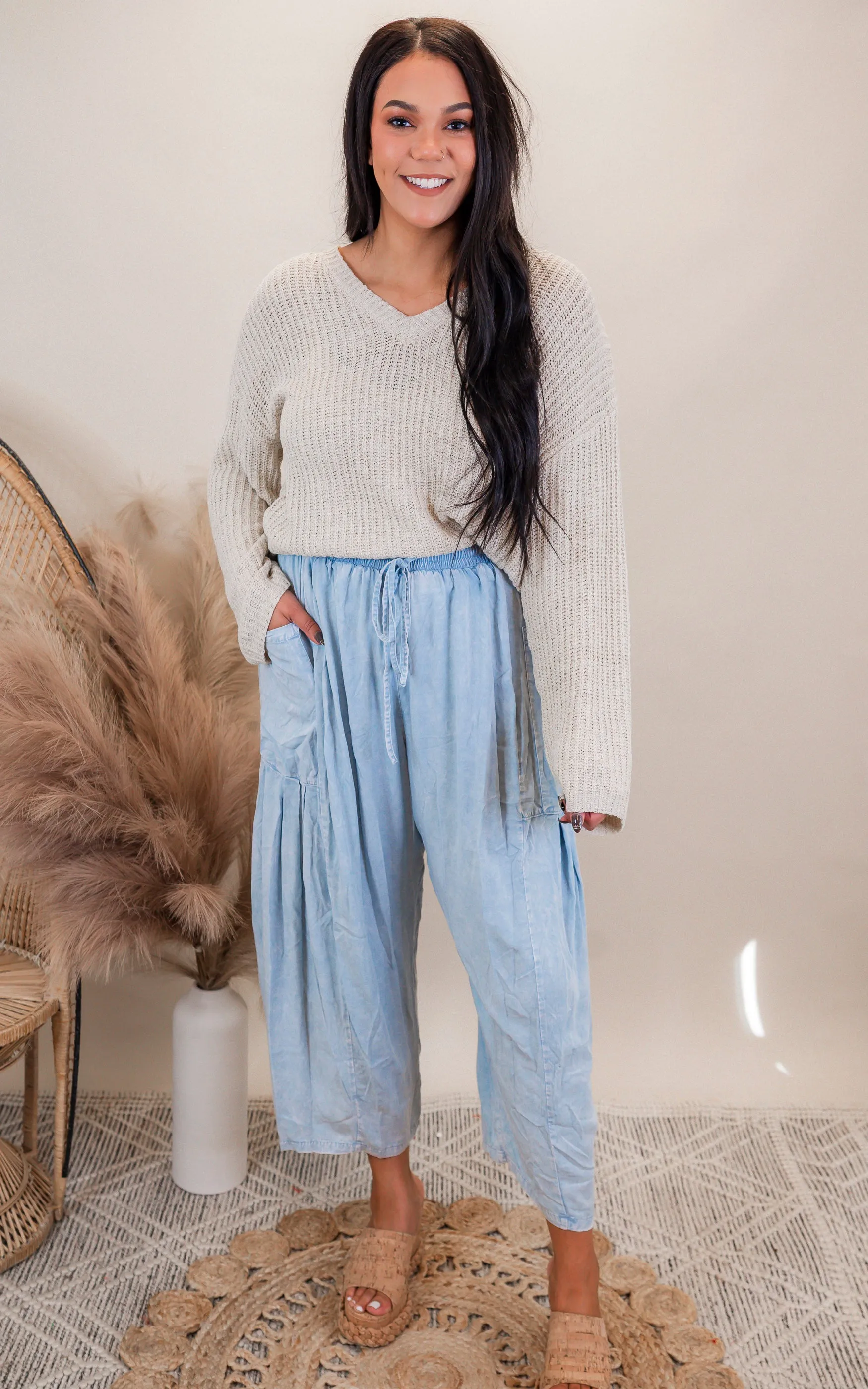 V-neck Long Sleeve Solid Sweater Top | POL