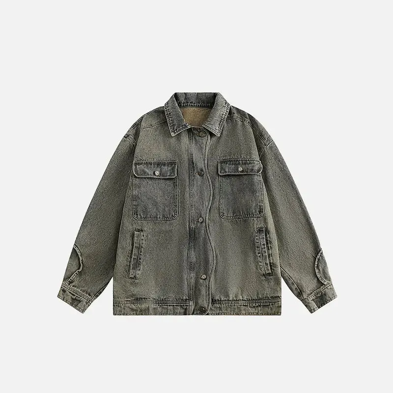 Vintage Y2K Jacket with Classic Collar and One-Button Closure