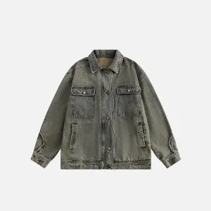Vintage Y2K Jacket with Classic Collar and One-Button Closure