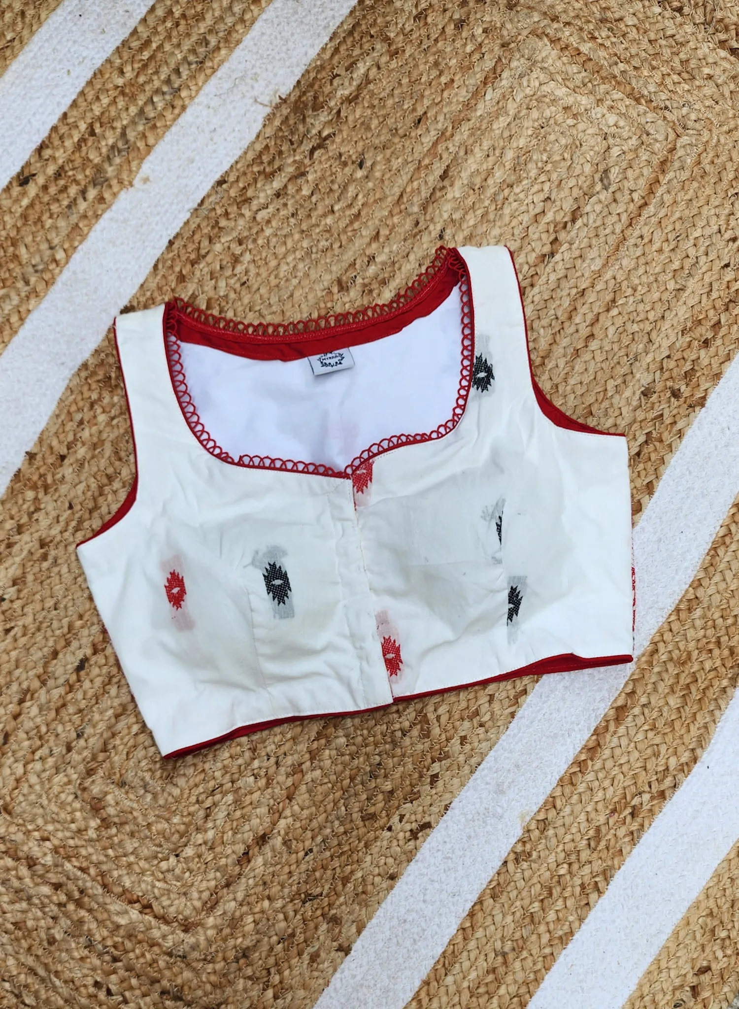 White Jamdani Sleeveless Blouse