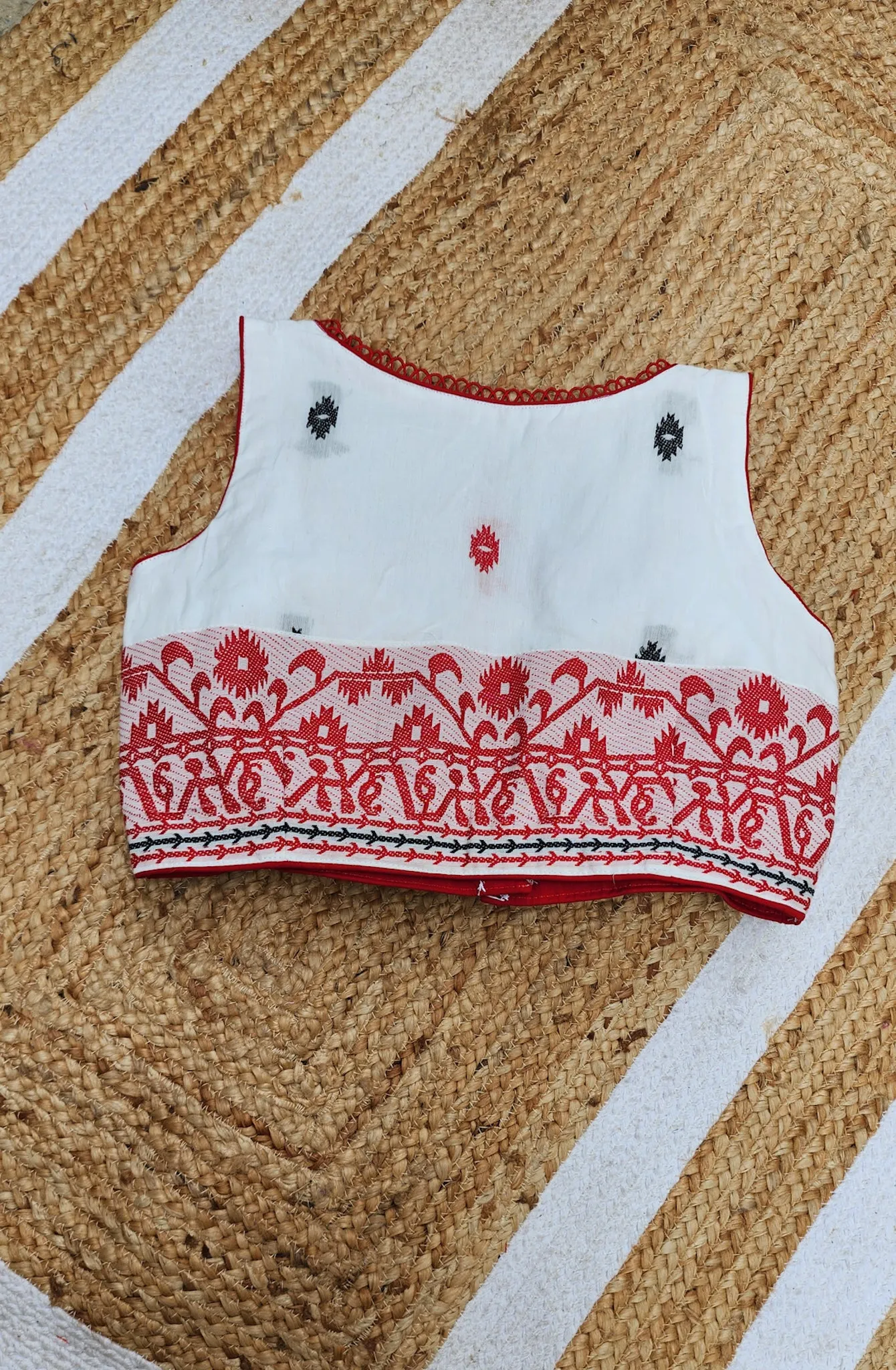 White Jamdani Sleeveless Blouse
