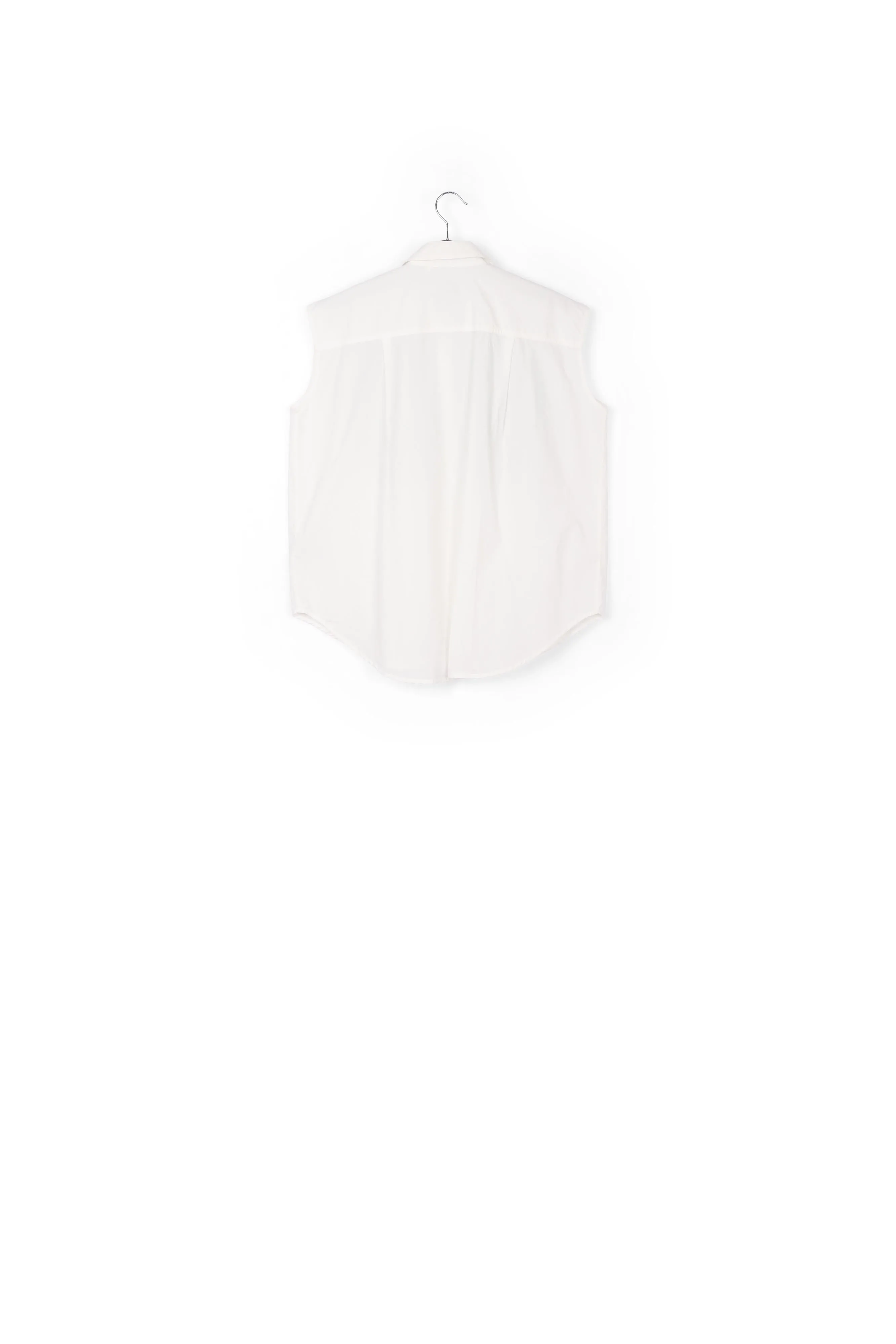 White sequin and rhinestone-embellished sleeveless shirt