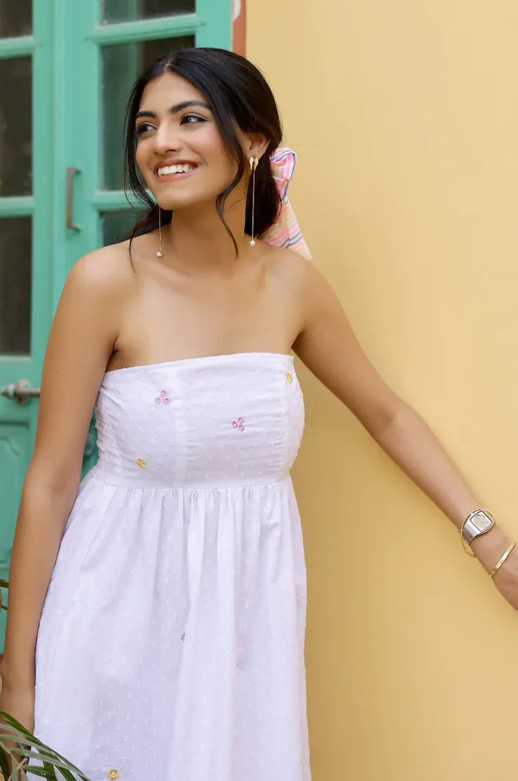 White Tube Embroidered Dress