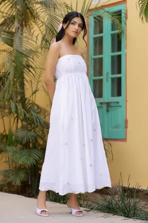 White Tube Embroidered Dress