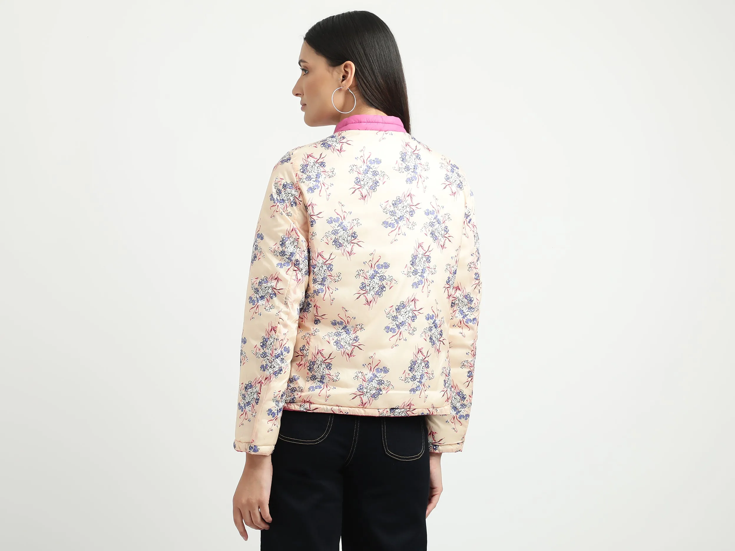 Women Quilted High Neck Reversible Jacket