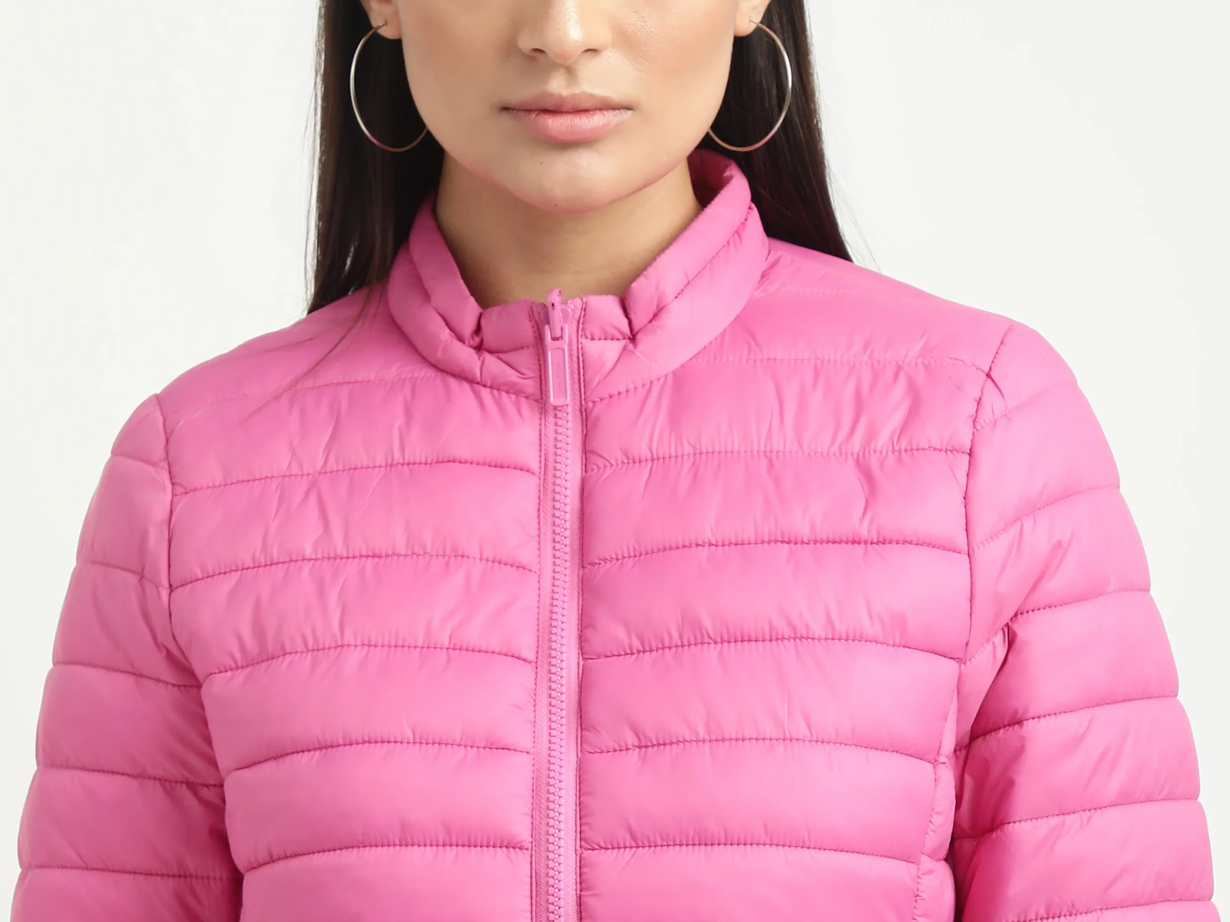 Women Quilted High Neck Reversible Jacket
