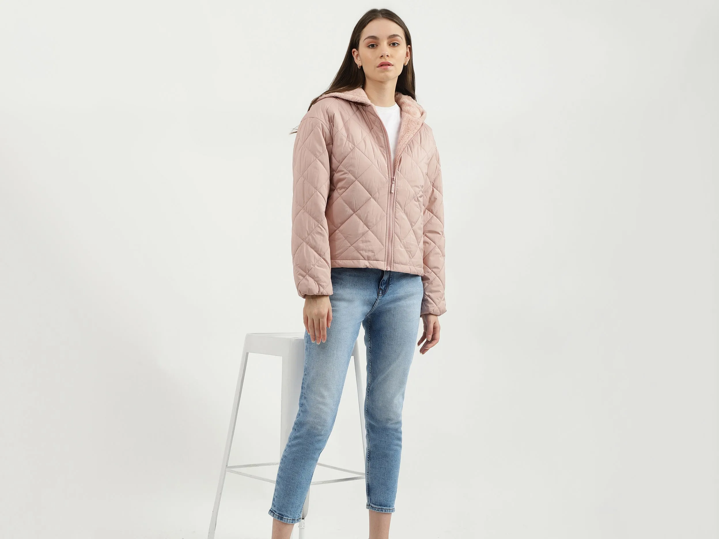 Women Quilted Hooded Neck Jacket