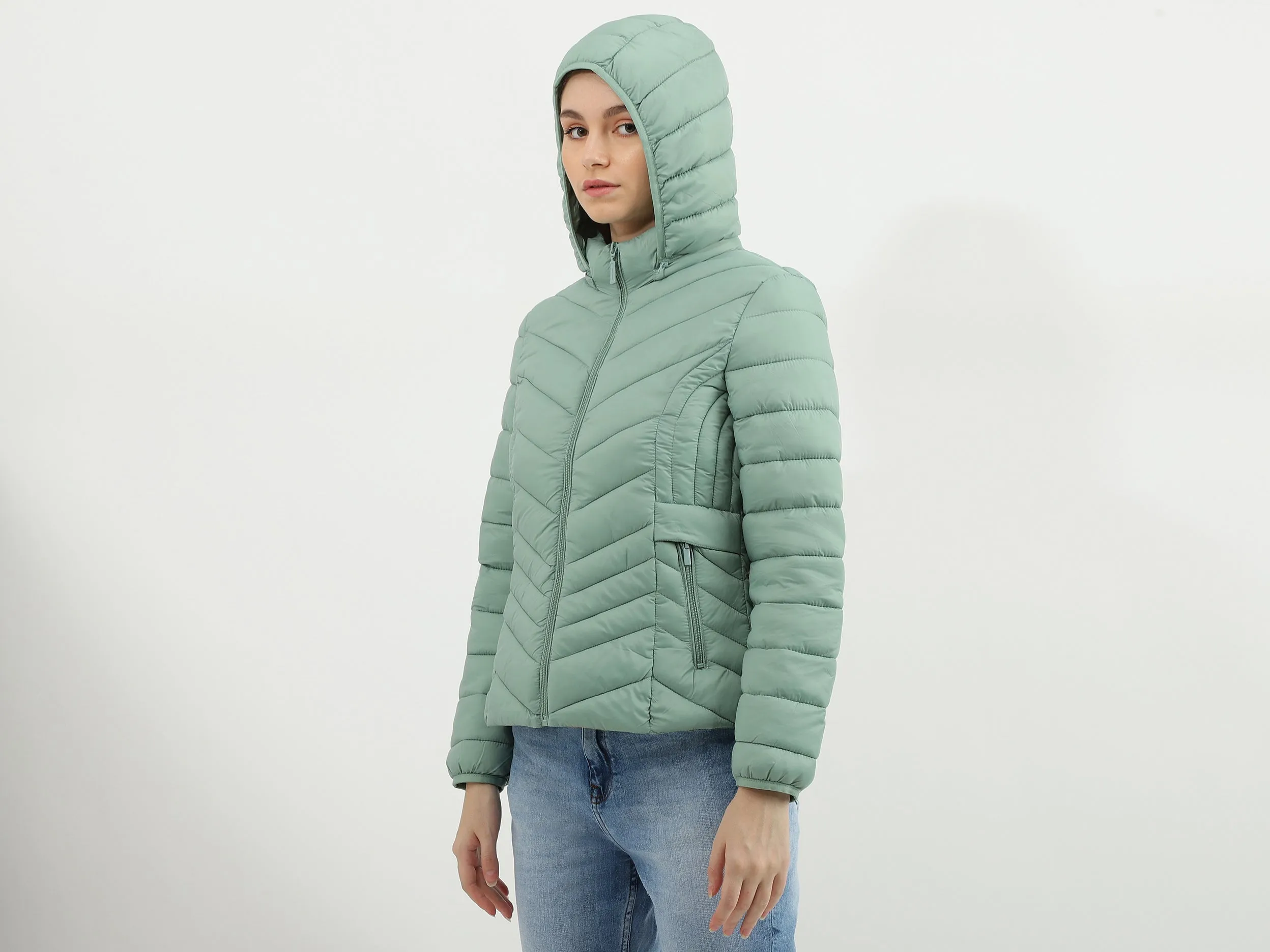 Women Quilted Hooded Neck Jacket