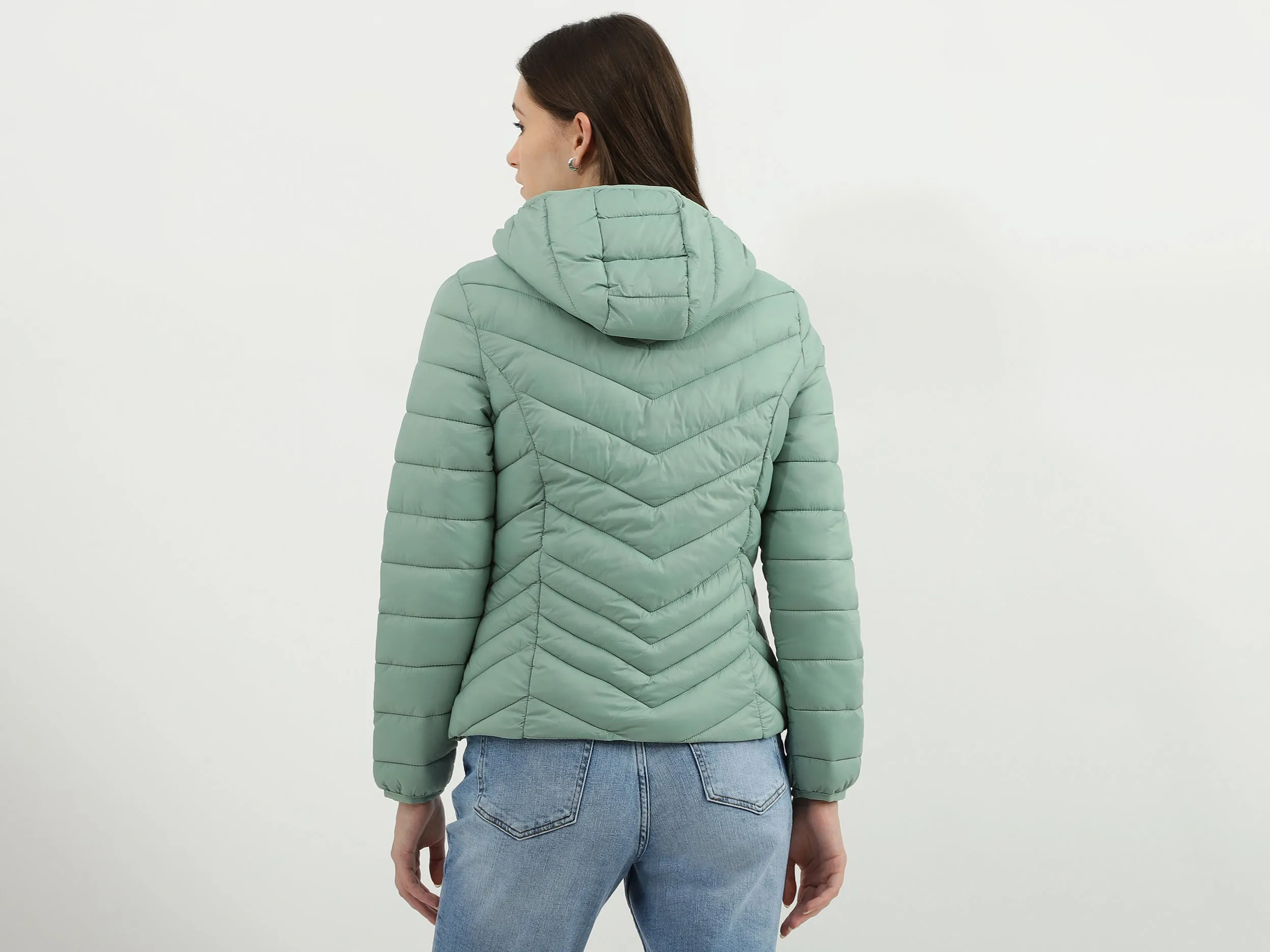 Women Quilted Hooded Neck Jacket