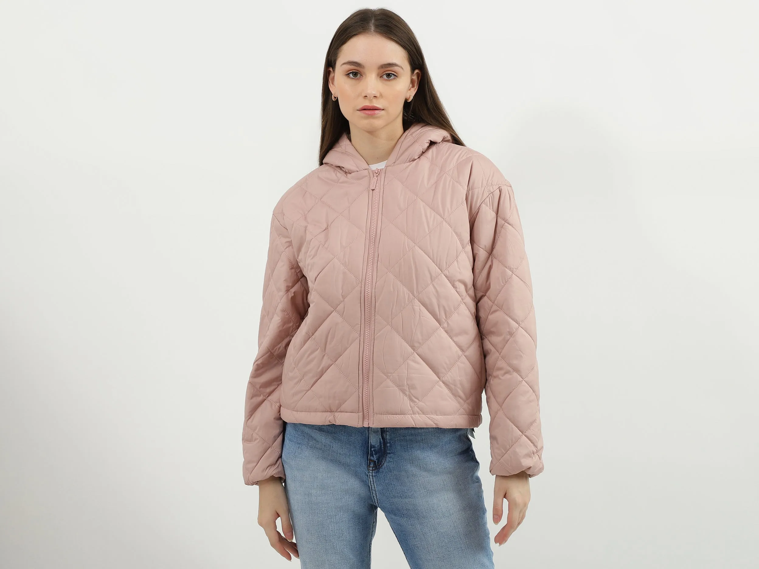 Women Quilted Hooded Neck Jacket