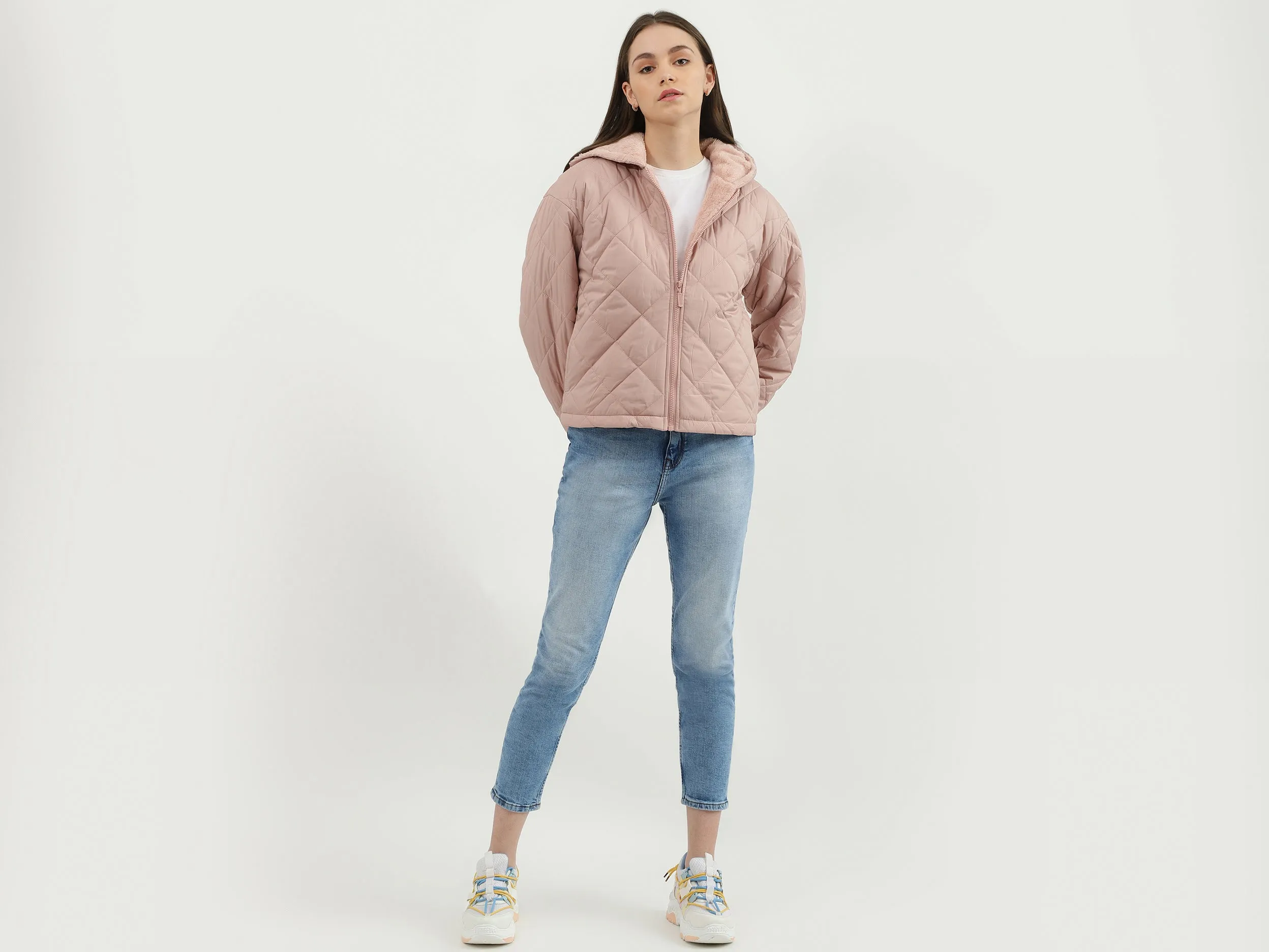 Women Quilted Hooded Neck Jacket