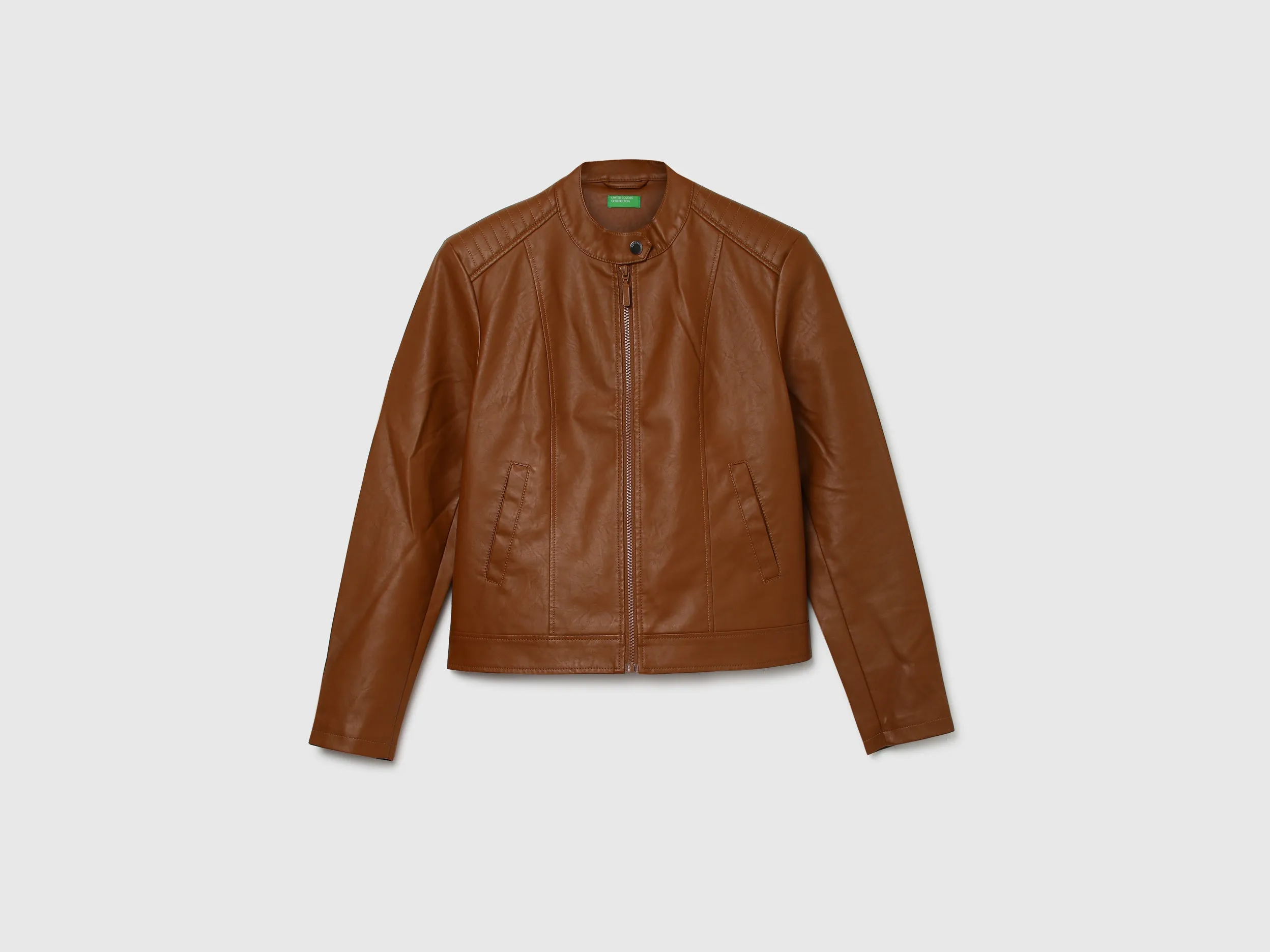 Women Solid Band Collar Jacket