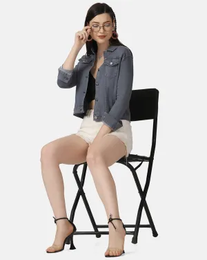 Women’s Grey Denim Jacket – Sleek, Versatile, and Timeless