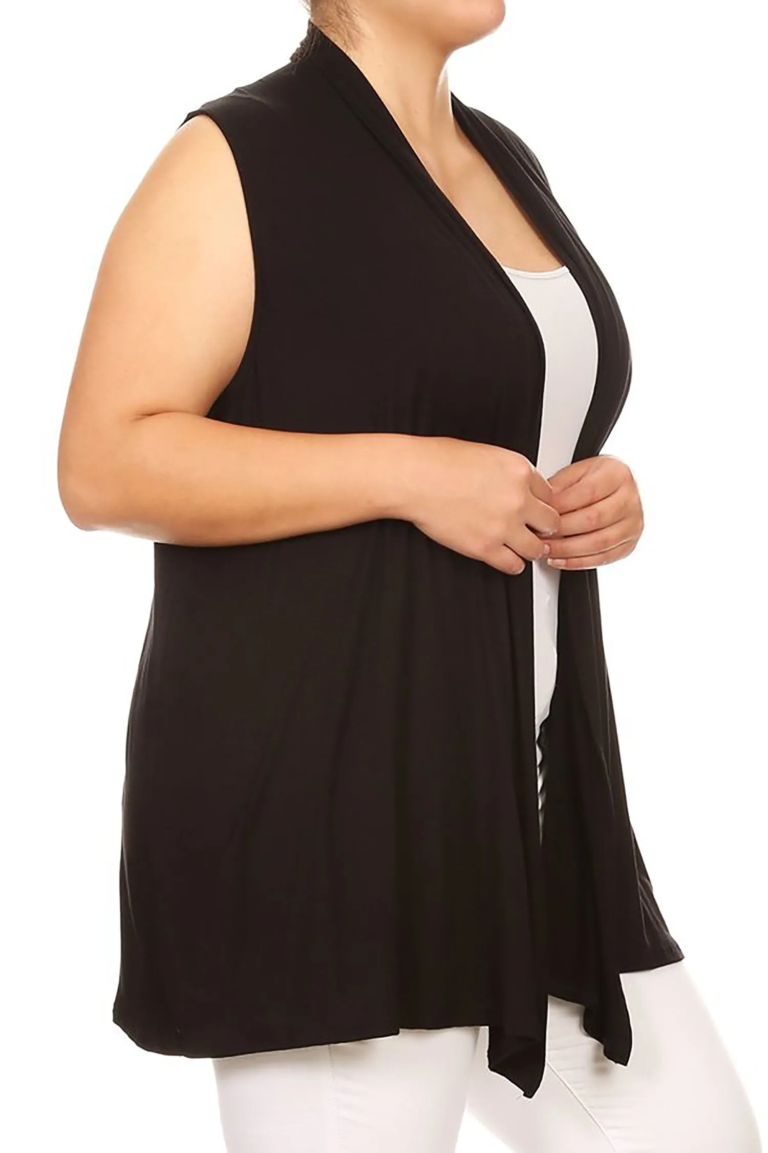 Women's Plus Size Open Front Relexed Fit CasualSleeveless Vest Cardigan