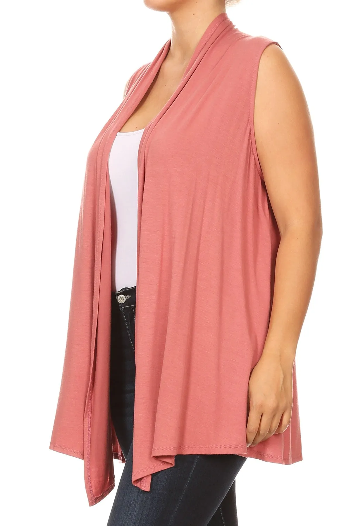 Women's Plus Size Open Front Relexed Fit CasualSleeveless Vest Cardigan