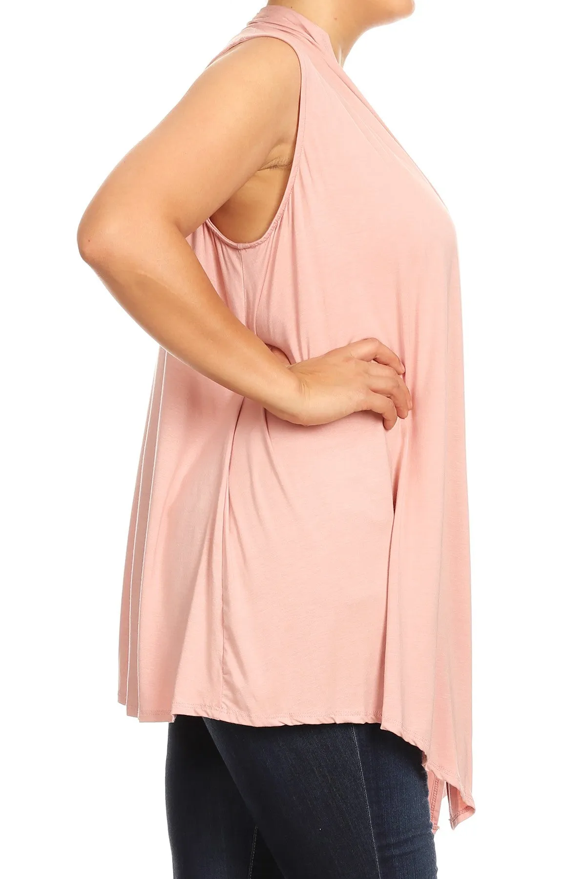 Women's Plus Size Open Front Relexed Fit CasualSleeveless Vest Cardigan