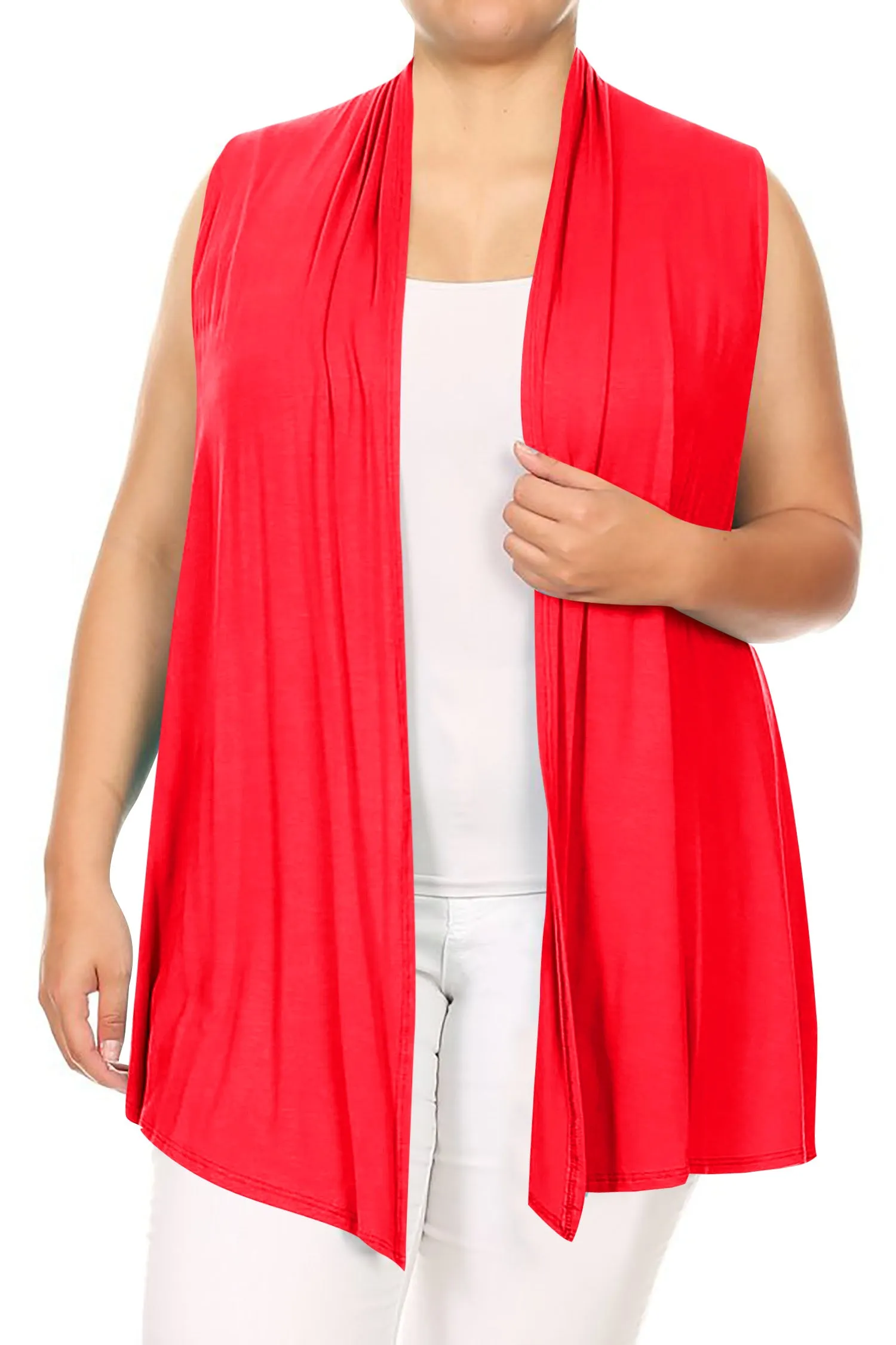 Women's Plus Size Open Front Relexed Fit CasualSleeveless Vest Cardigan