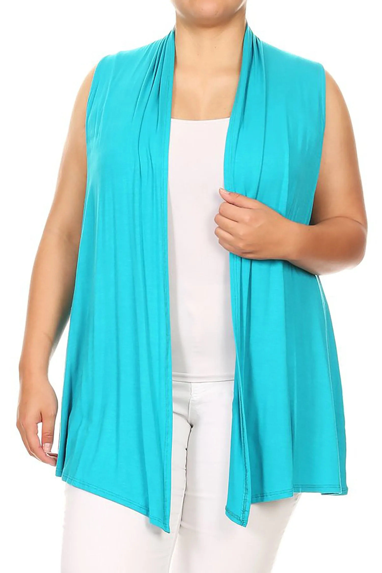 Women's Plus Size Open Front Relexed Fit CasualSleeveless Vest Cardigan