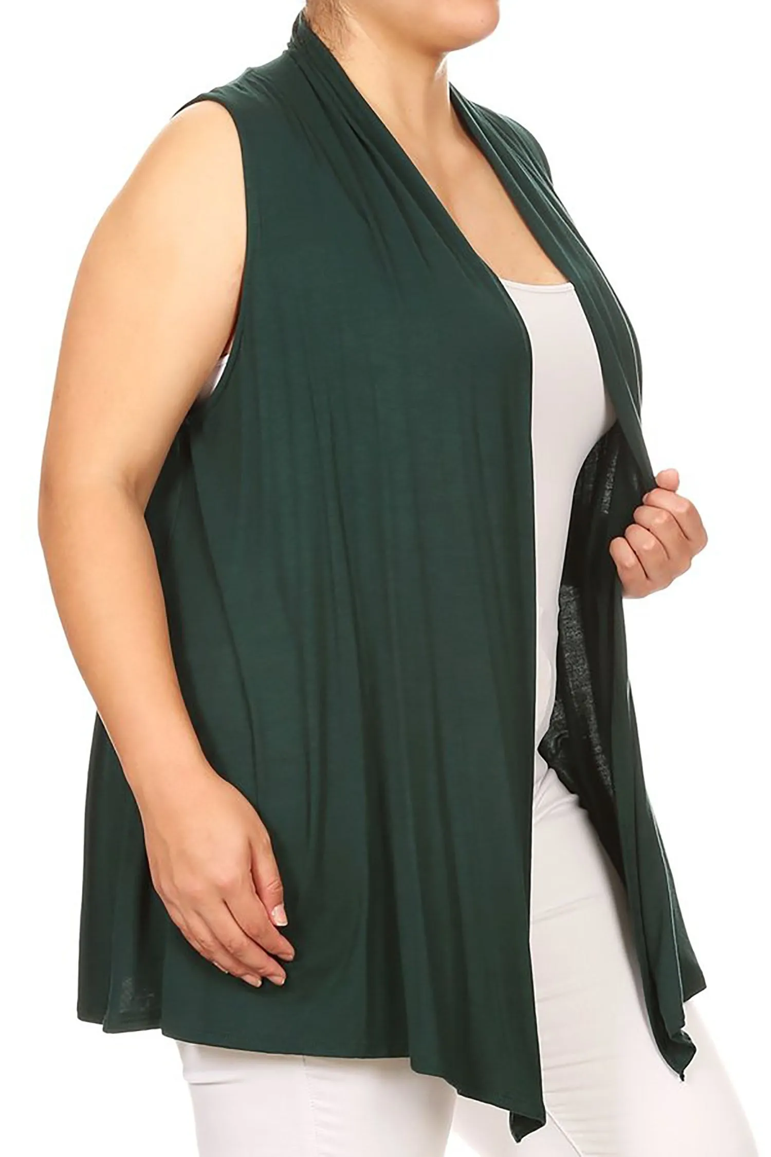 Women's Plus Size Open Front Relexed Fit CasualSleeveless Vest Cardigan