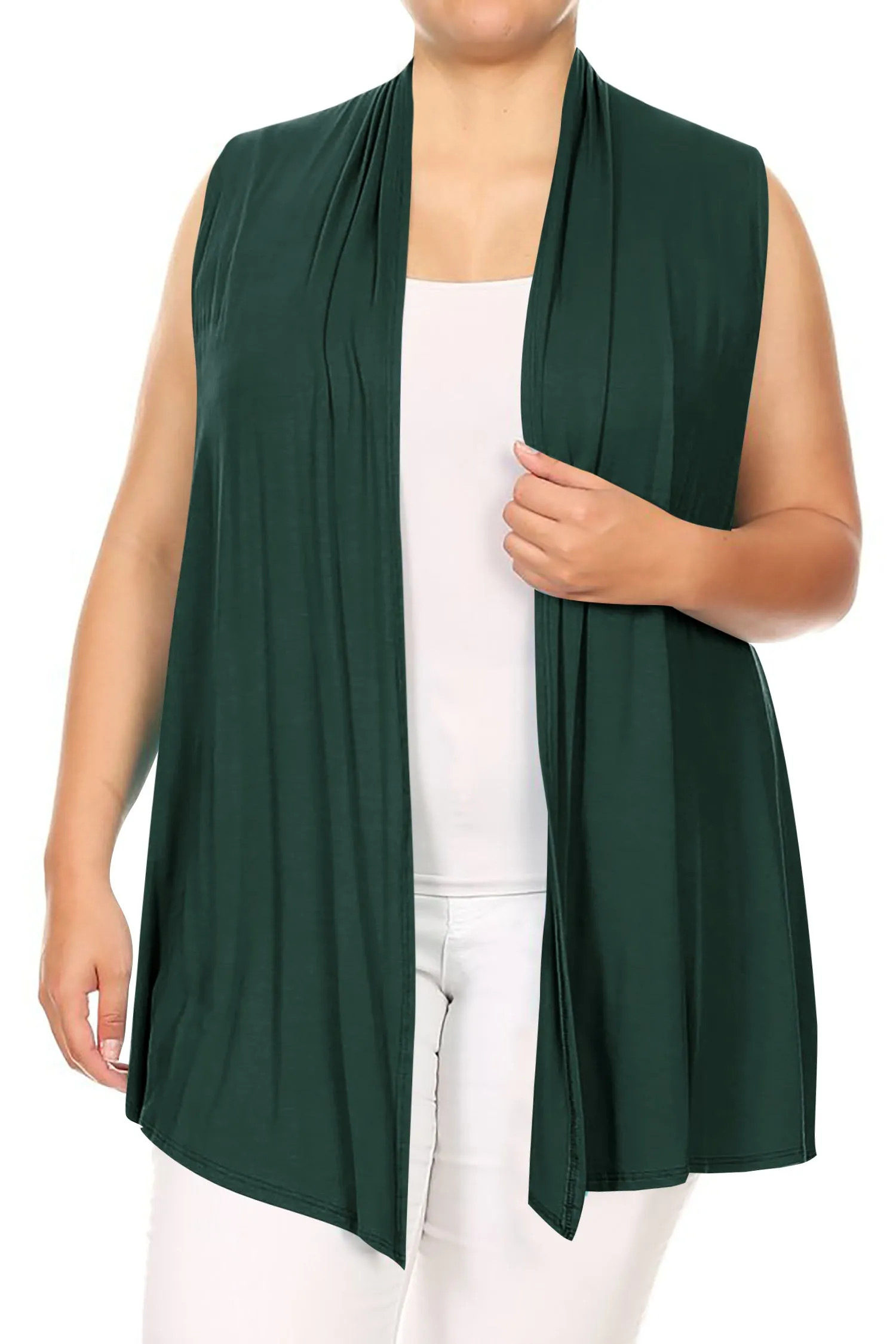 Women's Plus Size Open Front Relexed Fit CasualSleeveless Vest Cardigan