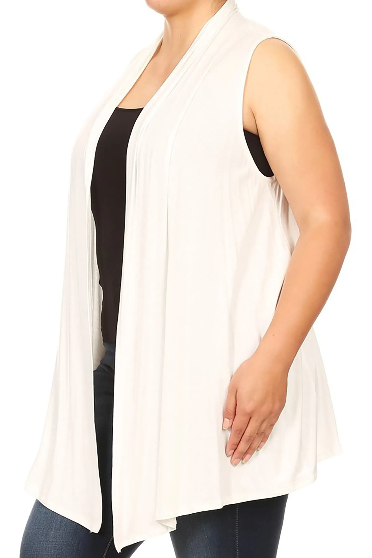Women's Plus Size Open Front Relexed Fit CasualSleeveless Vest Cardigan