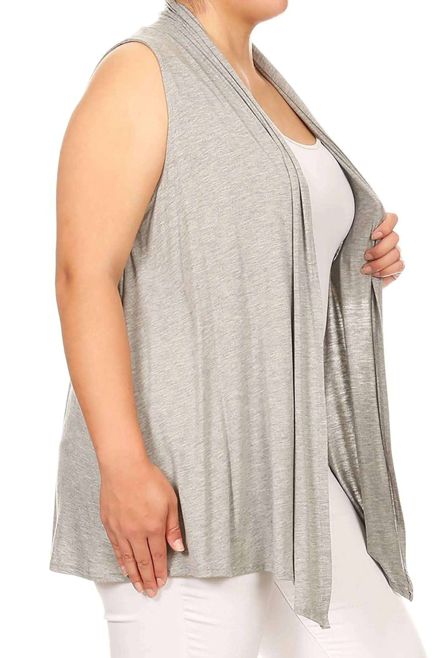 Women's Plus Size Open Front Relexed Fit CasualSleeveless Vest Cardigan