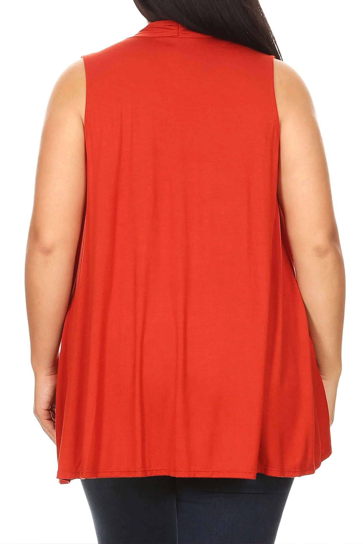 Women's Plus Size Open Front Relexed Fit CasualSleeveless Vest Cardigan