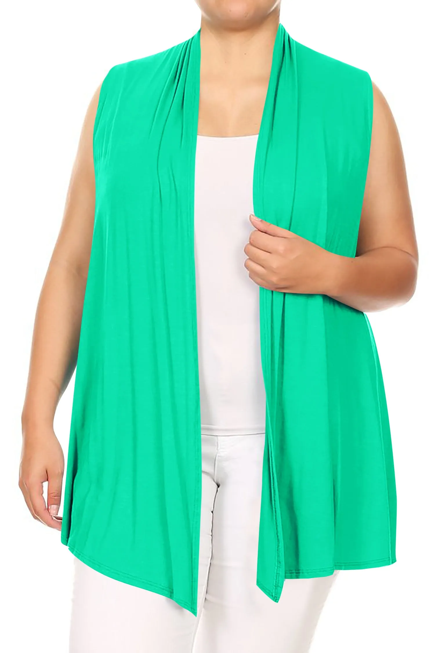 Women's Plus Size Open Front Relexed Fit CasualSleeveless Vest Cardigan