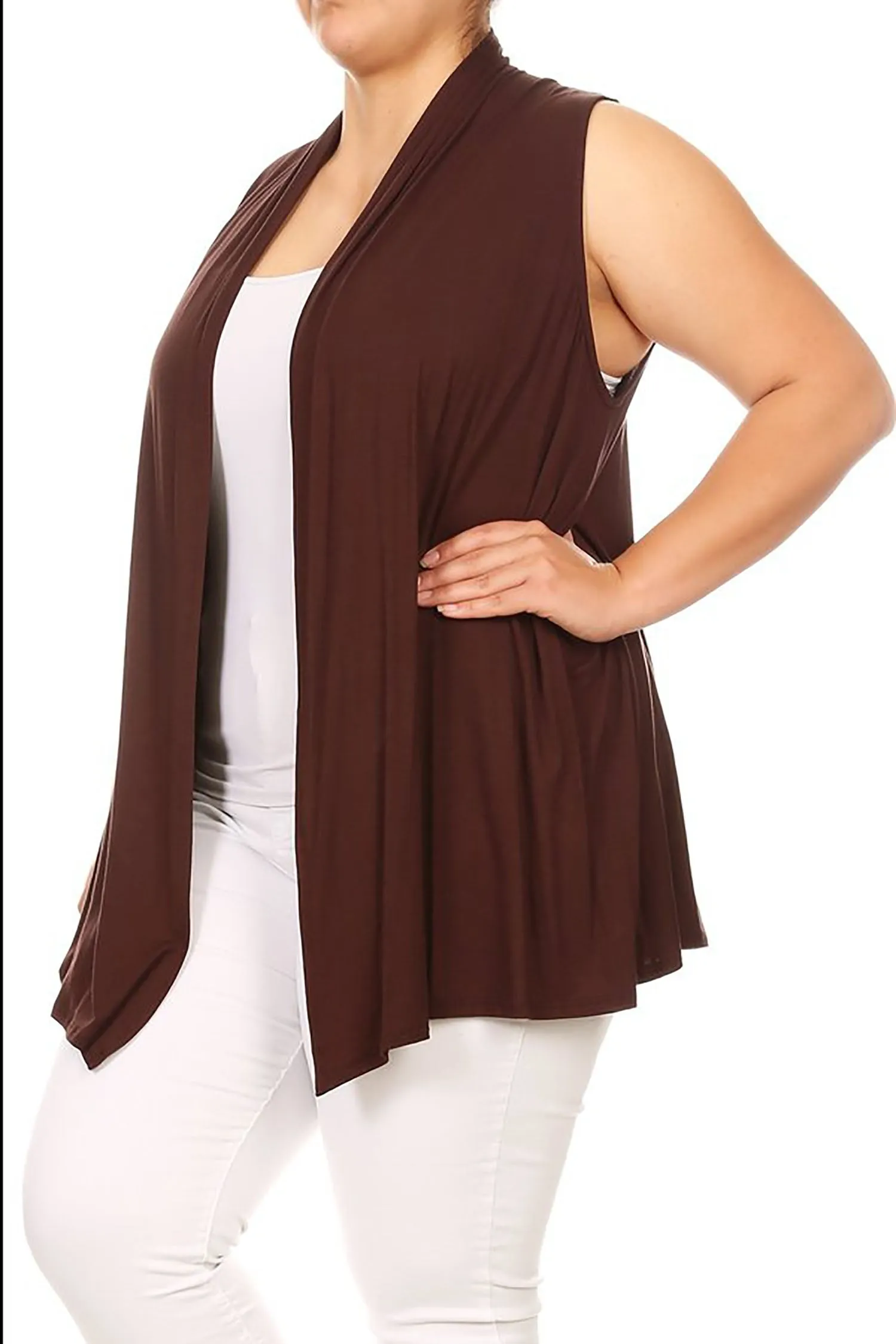 Women's Plus Size Open Front Relexed Fit CasualSleeveless Vest Cardigan