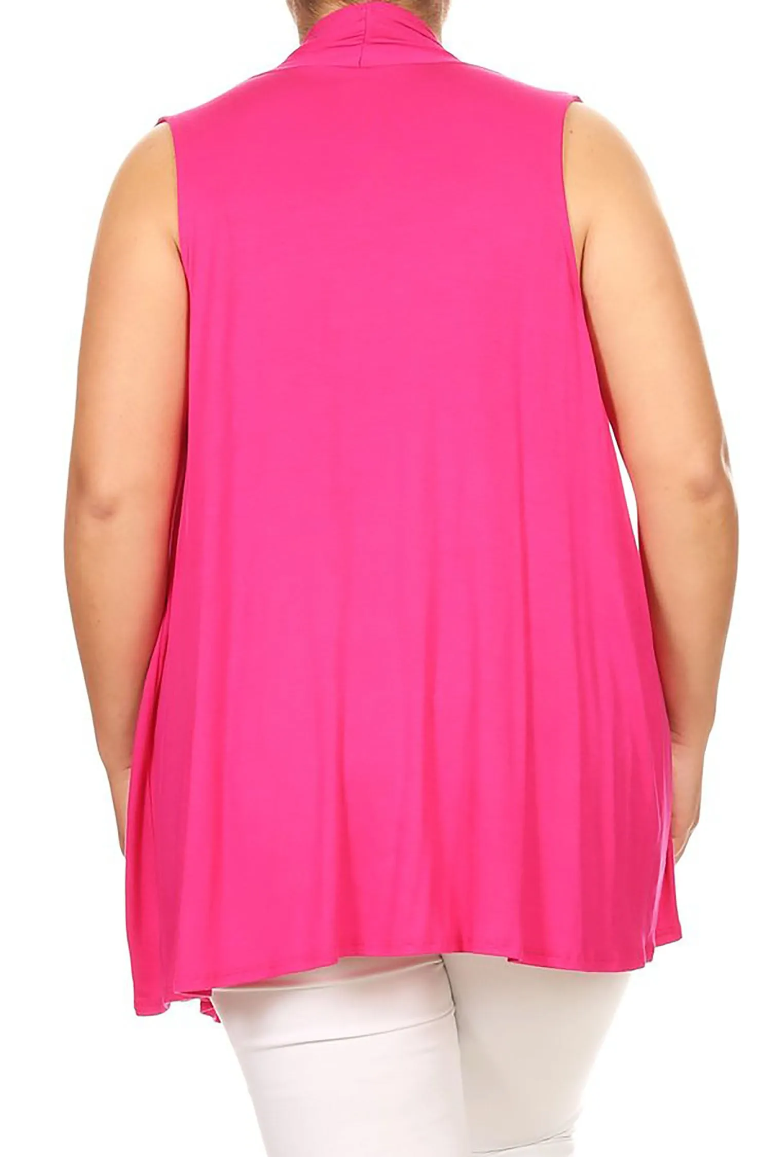 Women's Plus Size Open Front Relexed Fit CasualSleeveless Vest Cardigan
