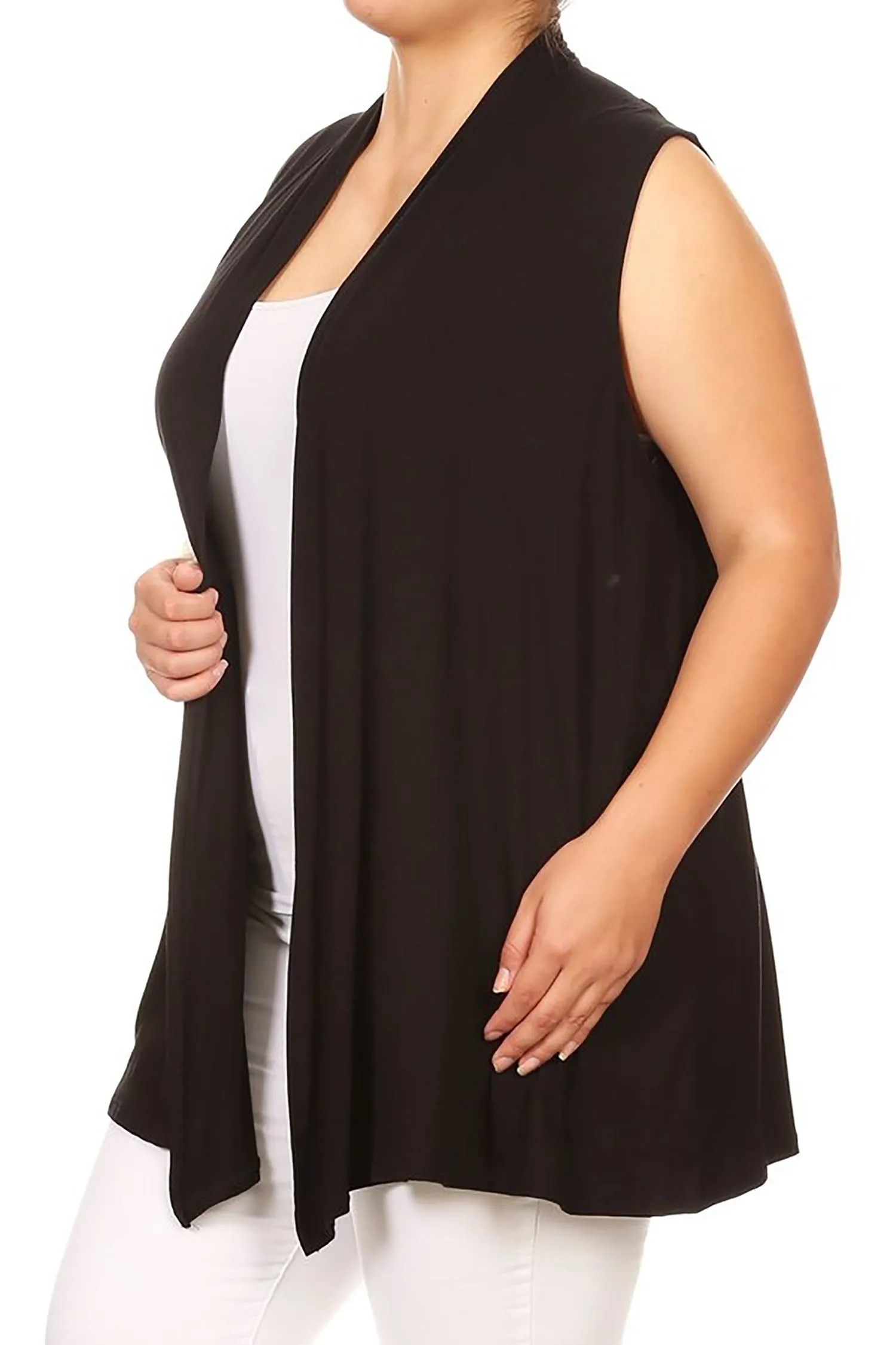 Women's Plus Size Open Front Relexed Fit CasualSleeveless Vest Cardigan