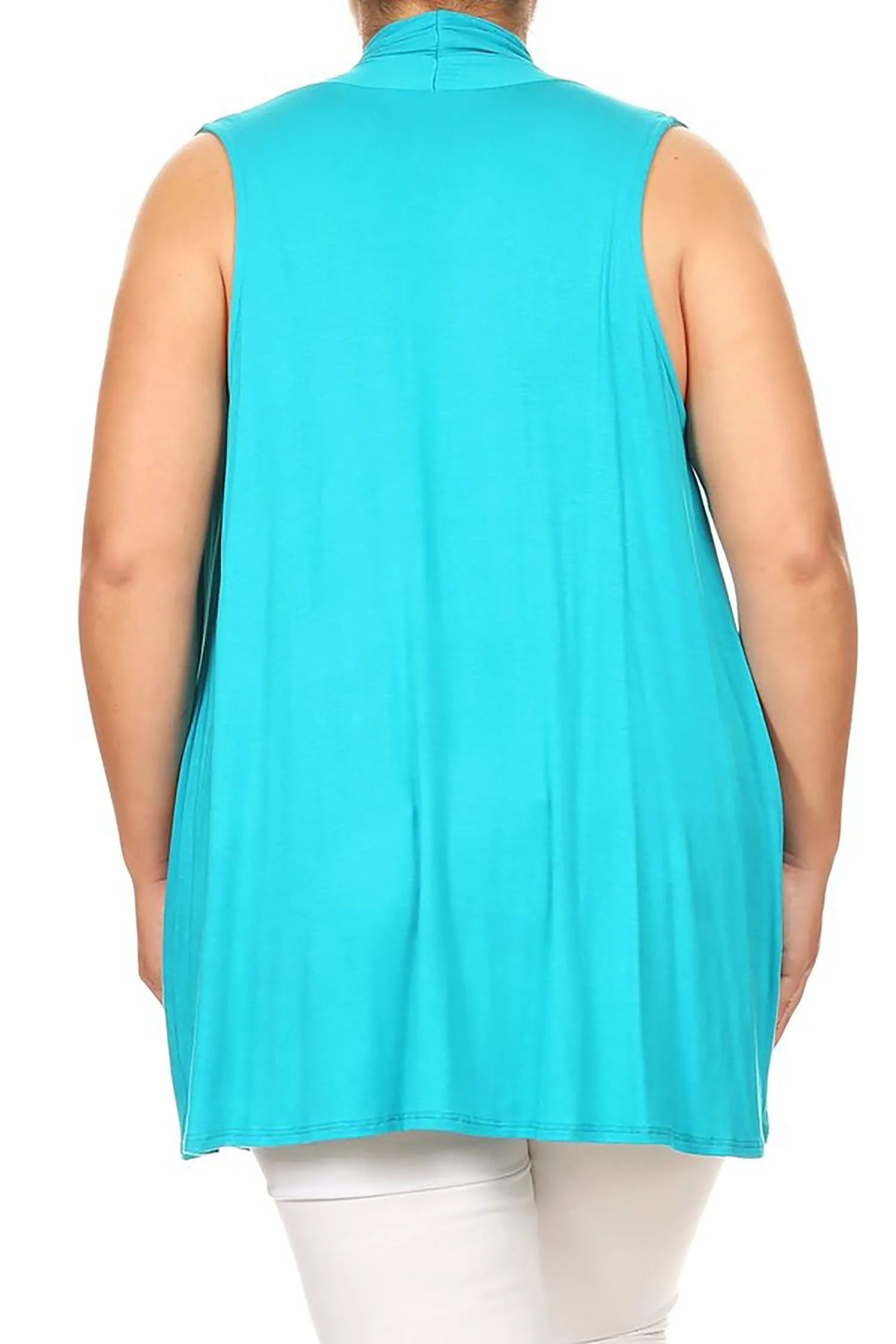 Women's Plus Size Open Front Relexed Fit CasualSleeveless Vest Cardigan